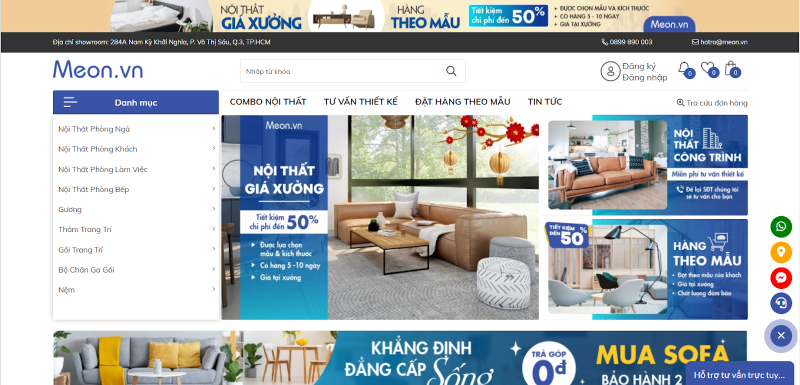 Giao diện website thu hút của công ty Meon Việt Nam